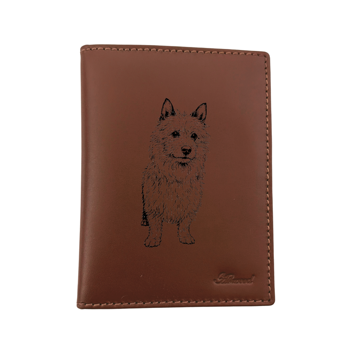 Australian Terrier Sitting Engraved Leather Passport Cover