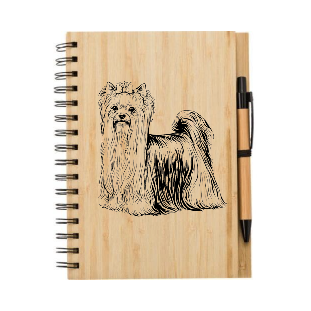 Yorkshire Terrier Yorkie Standing Illustration Engraved Notebook