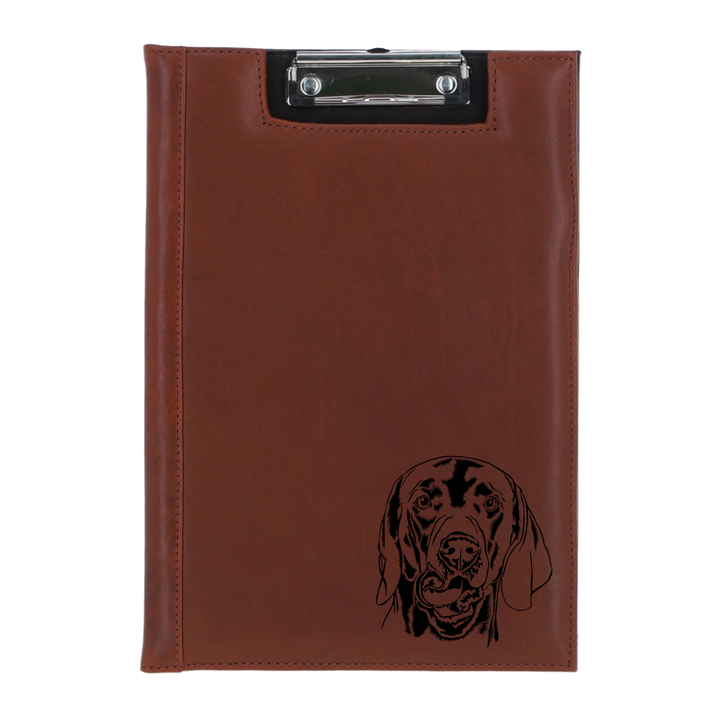 Weimaraner Face Engraved Leather Clipboard
