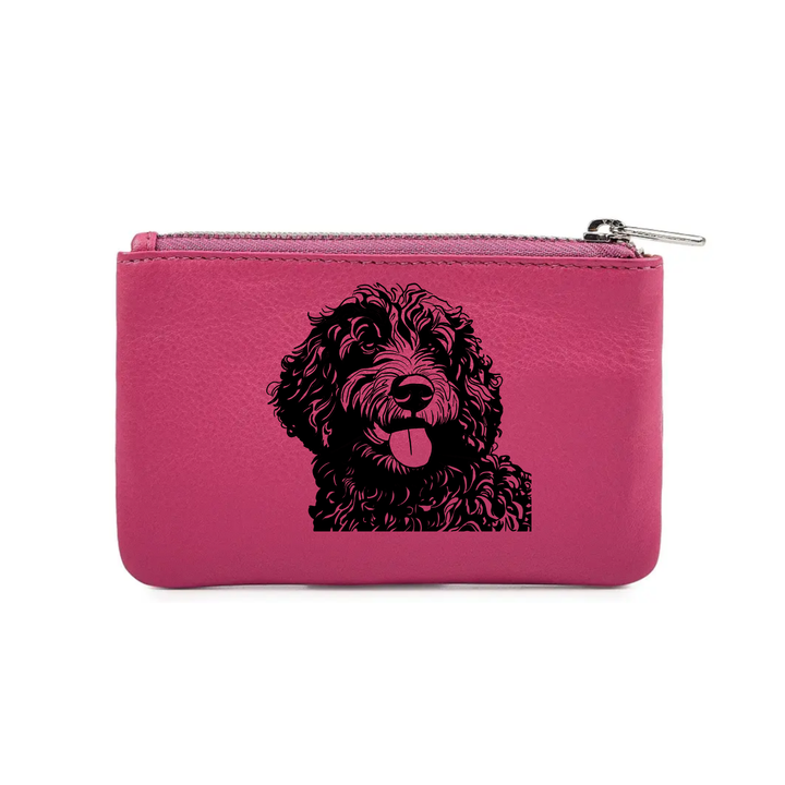 Spanish Water Dog Engraved Genuine Leather Coin Purse (Multiple Colour Options)