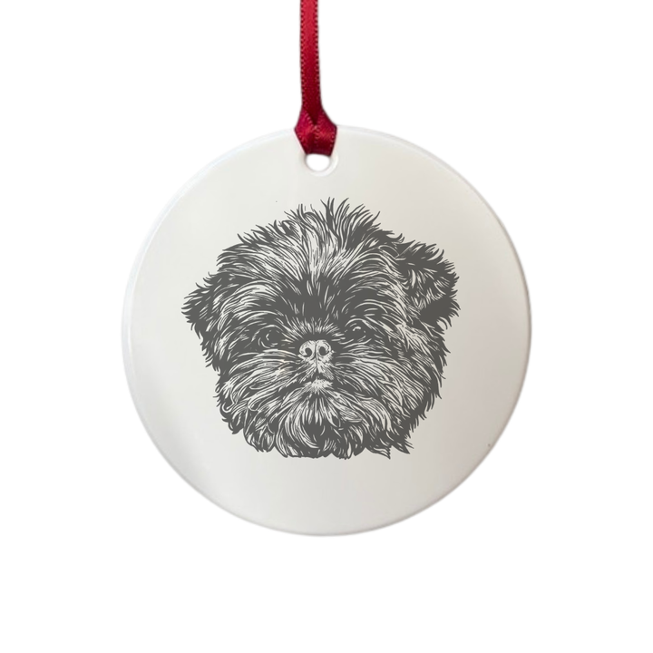 Personalised Affenpinscher Face Engraved White Acrylic Decoration