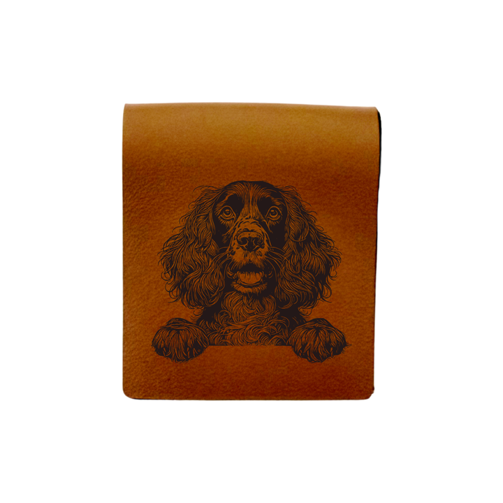 Field Spaniel Paws Engraved Genuine Leather Magnetic Bookmark