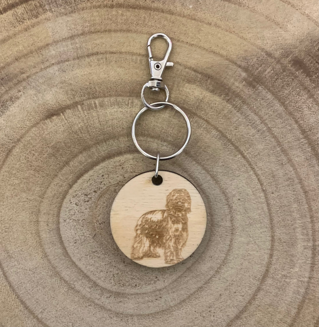 Briard Dog Engraved Wooden Keyring