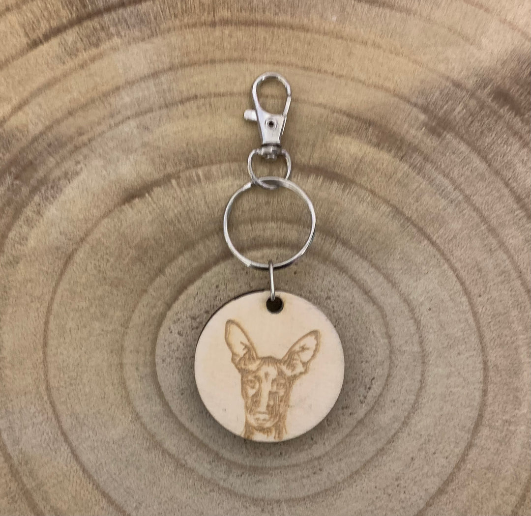 Pharaoh Hound Dog Engraved Wooden Keyring