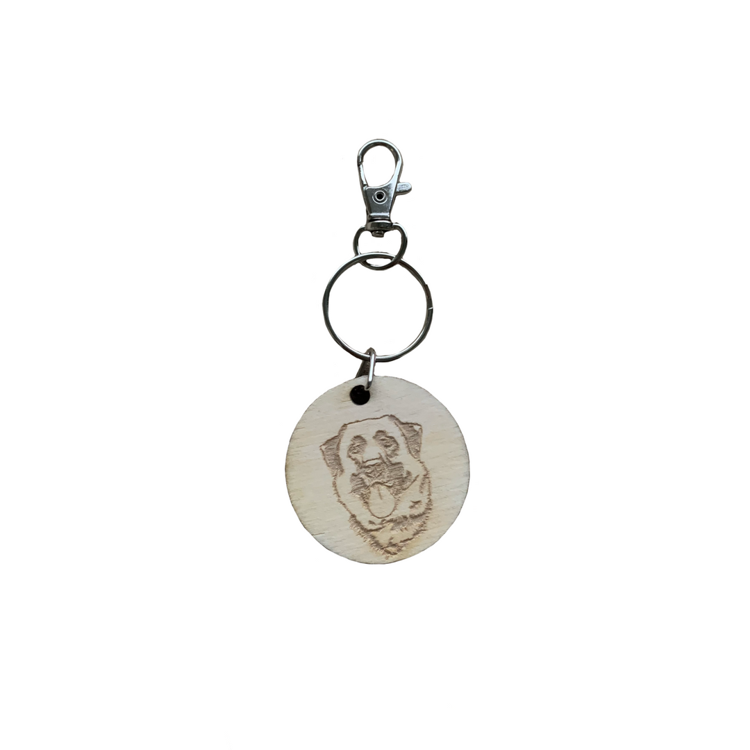Leonberger Face Engraved Wooden Keyring
