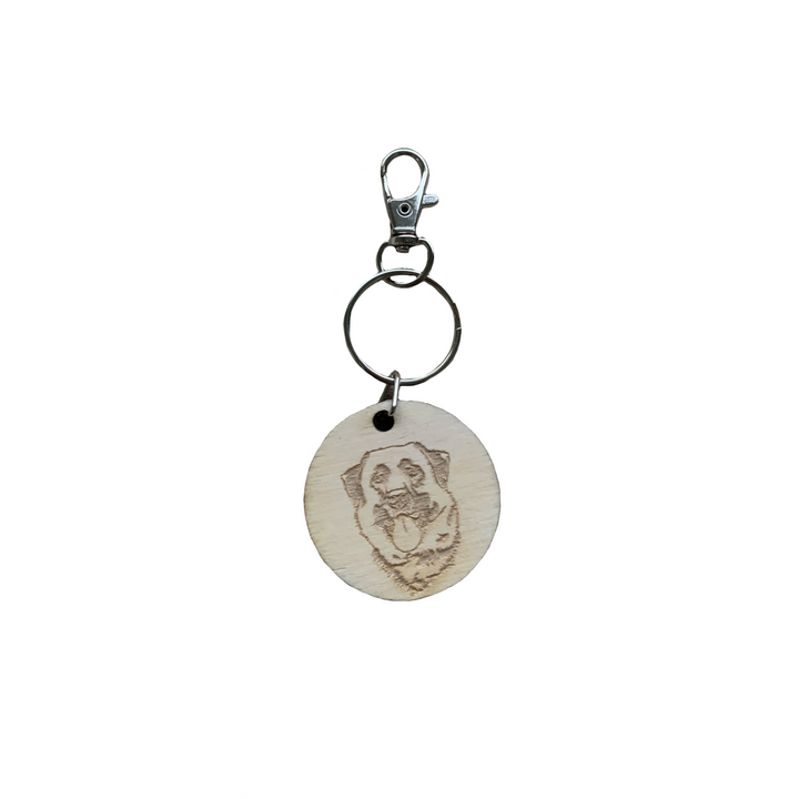 Leonberger Face Engraved Wooden Keyring