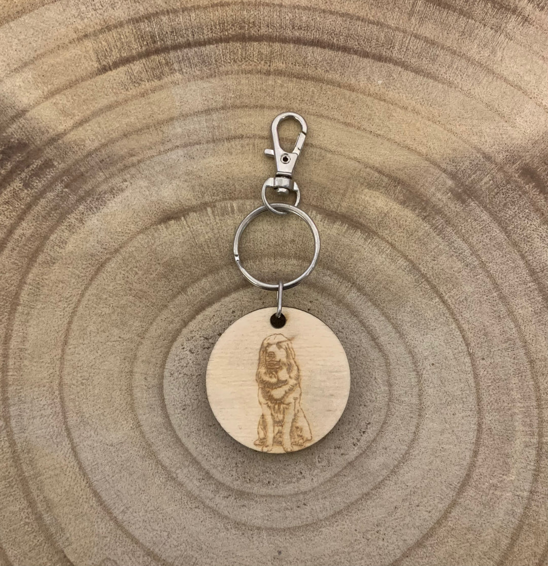 Pyrenean Mountain Dog Engraved Wooden Keyring