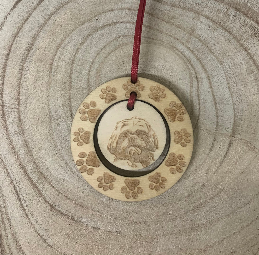 Shih Tzu Illustration Hanging Decoration ~ Mini Paw Wreath