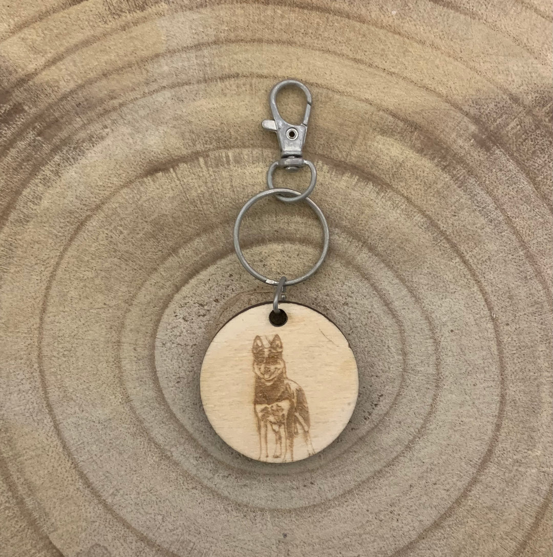 Australian Cattle Dog Engraved Wooden Keyring