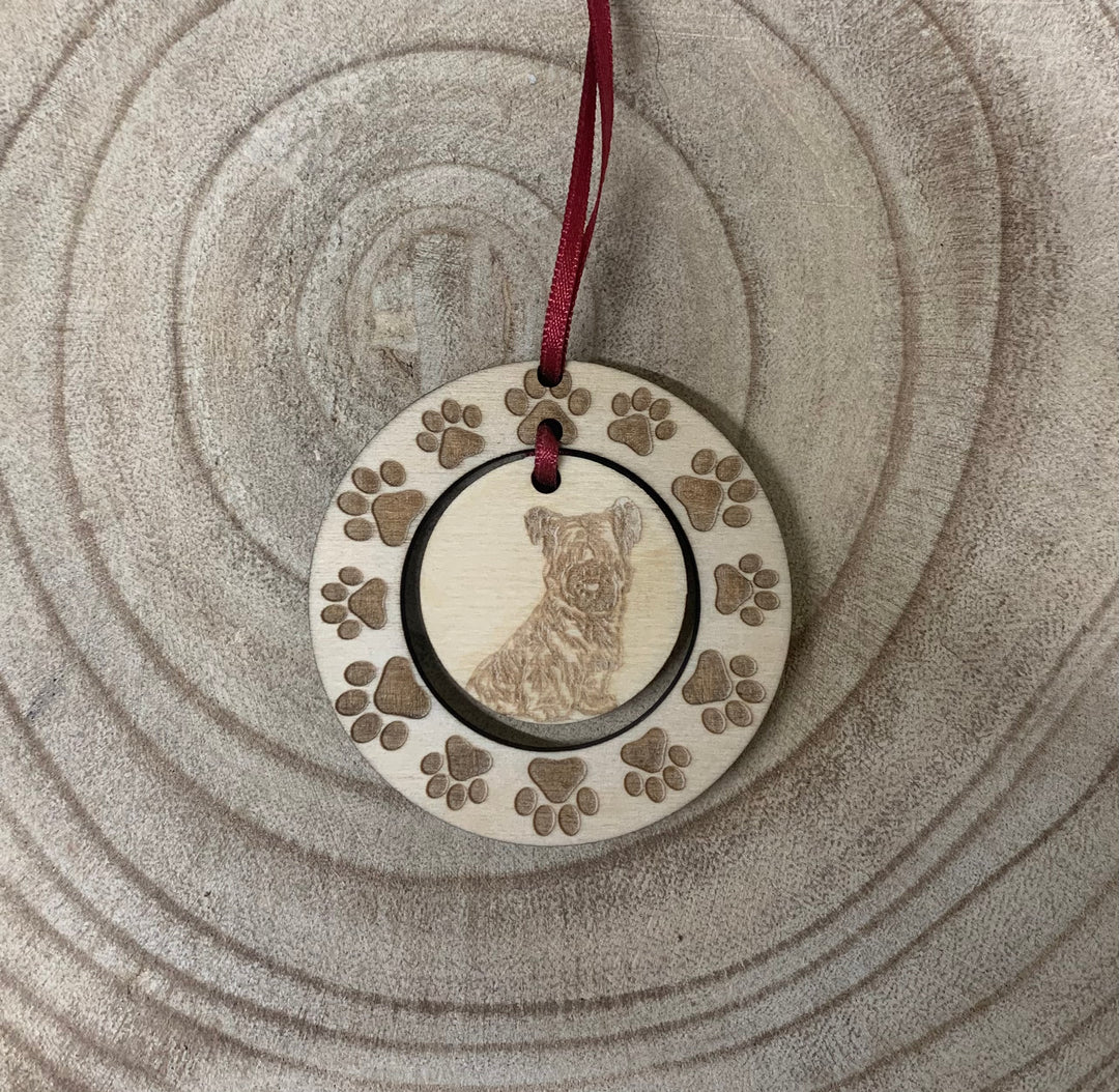 Skye Terrier Illustration Hanging Decoration ~ Mini Paw Wreath