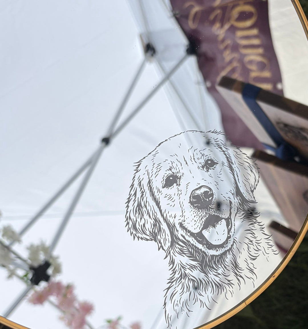 Golden Retriever Engraved Gold Mirror