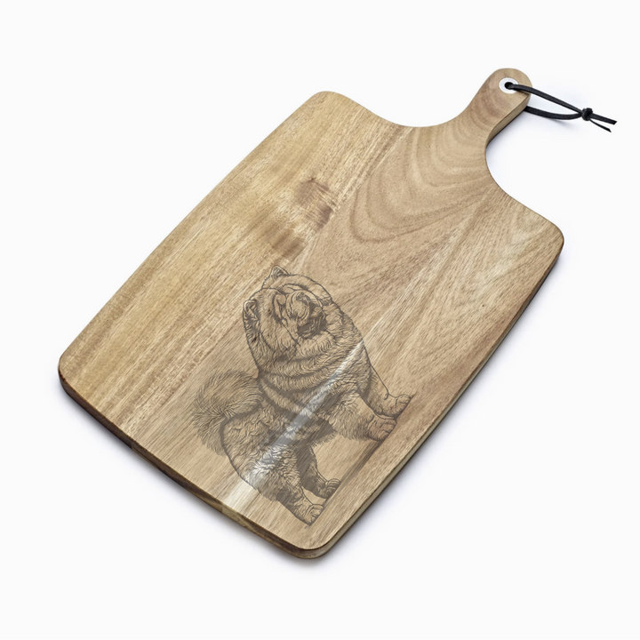 Personalised Chow Chow R Standing Engraved Acacia Serving Board