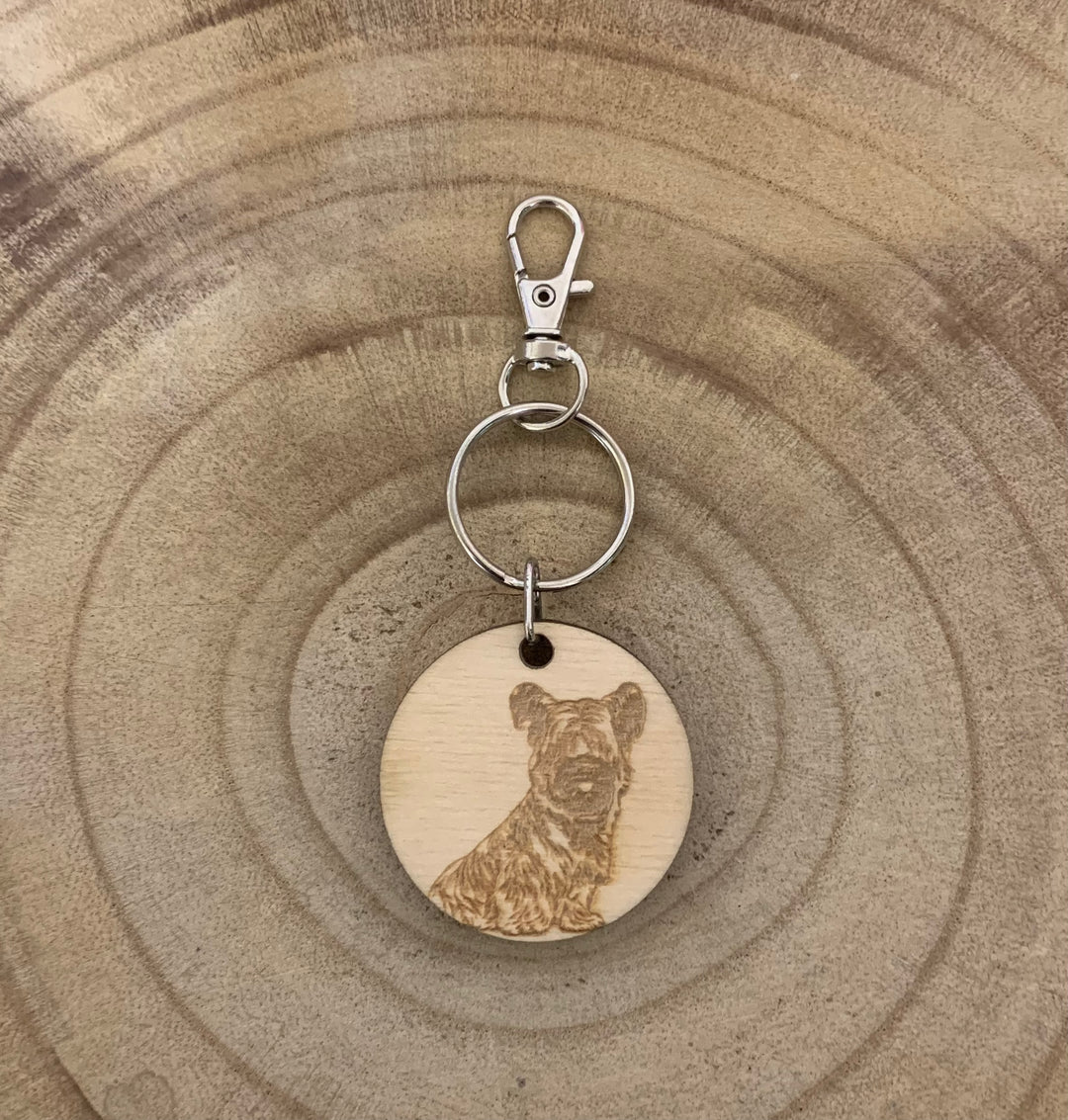 Skye Terrier Dog Engraved Wooden Keyring