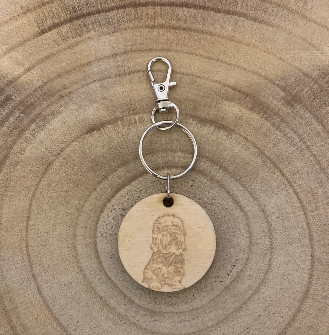 Dandie Dinmont Terrier Dog Engraved Wooden Keyring