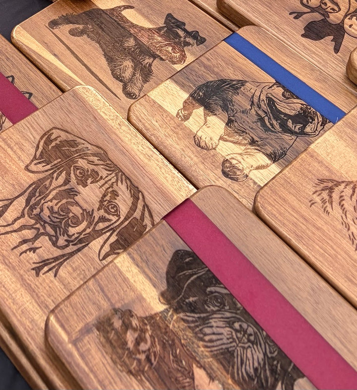 Custom Pet Portrait Engraved Acacia Serving Board