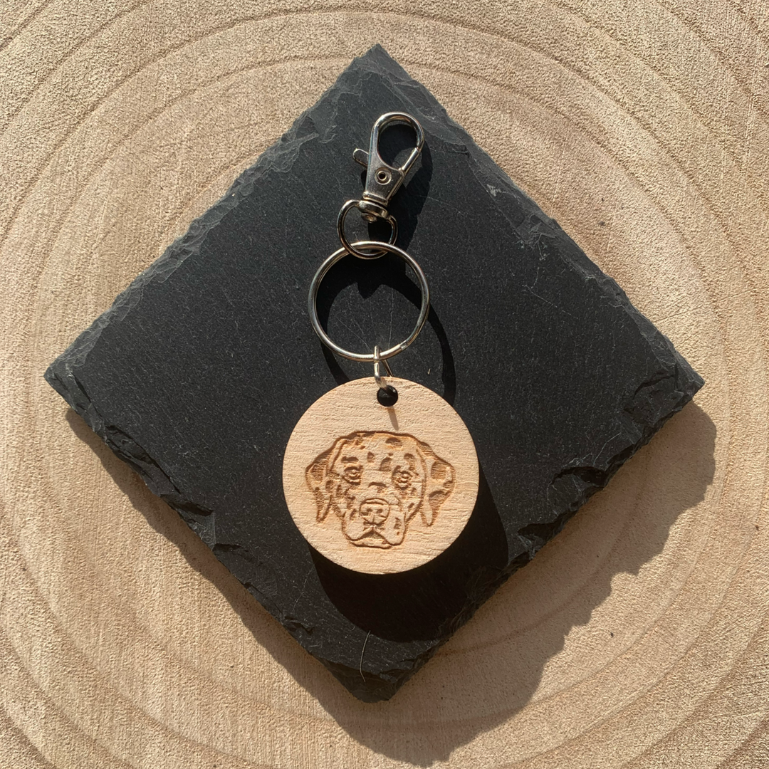 Dalmatian Engraved Wooden Keyring