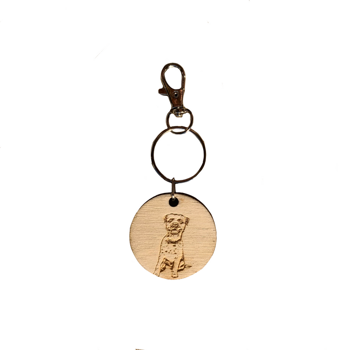 Border Terrier Dog Engraved Wooden Keyring