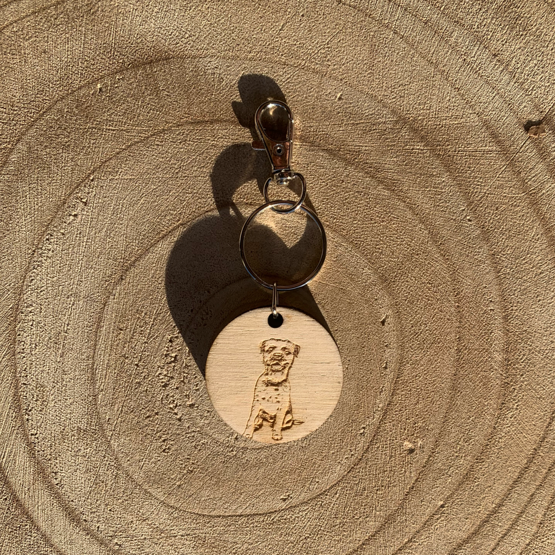 Border Terrier Dog Engraved Wooden Keyring