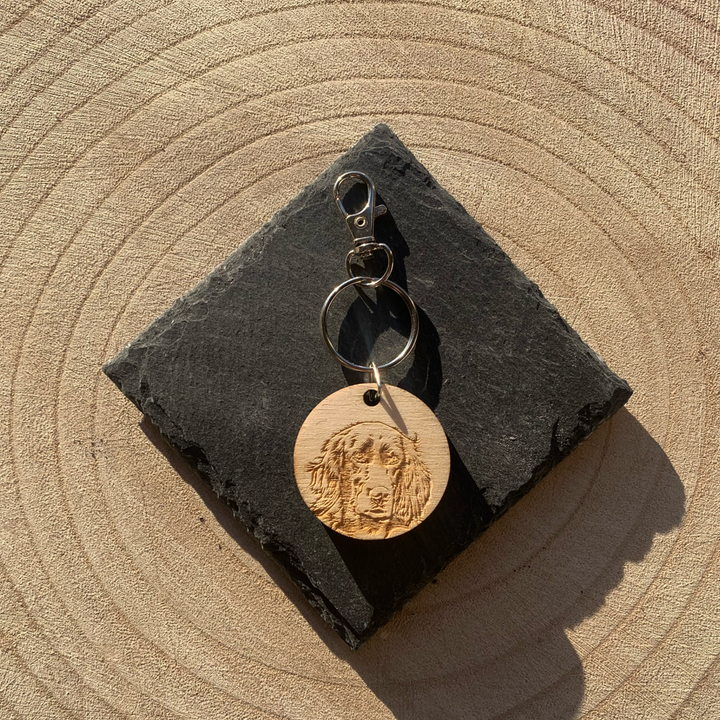 Irish Setter Face Dog Engraved Wooden Keyring