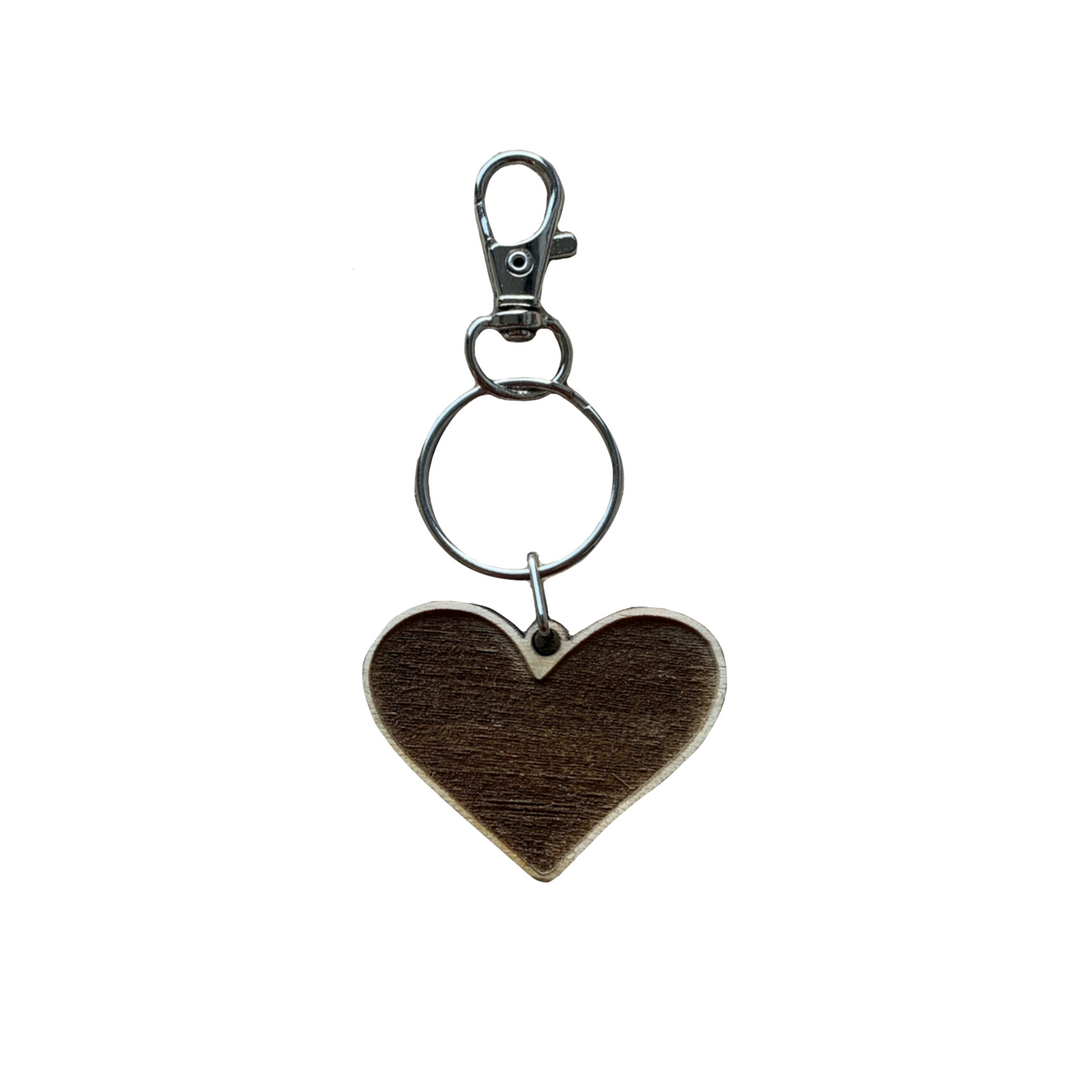 Heart Engraved Wooden Keyring