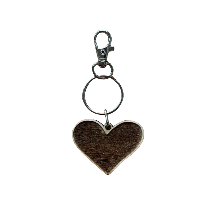 Heart Engraved Wooden Keyring