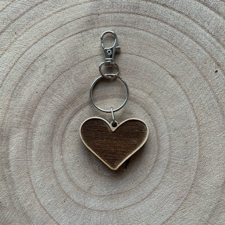 Heart Engraved Wooden Keyring
