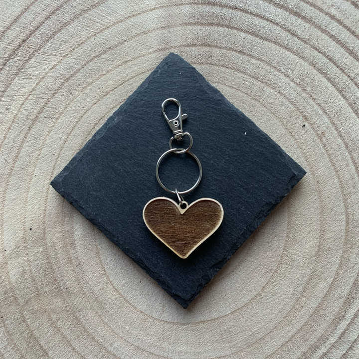 Heart Engraved Wooden Keyring