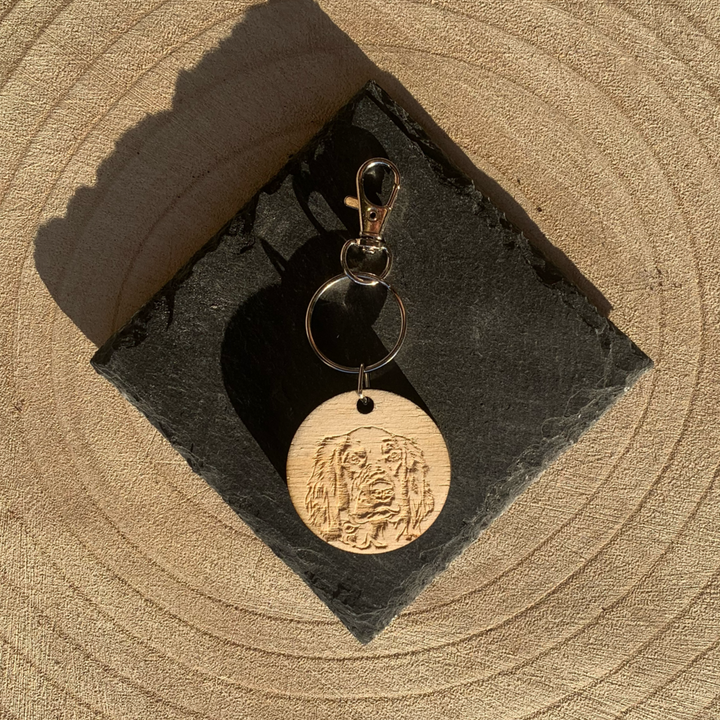Welsh Springer Spaniel Face Dog Engraved Wooden Keyring