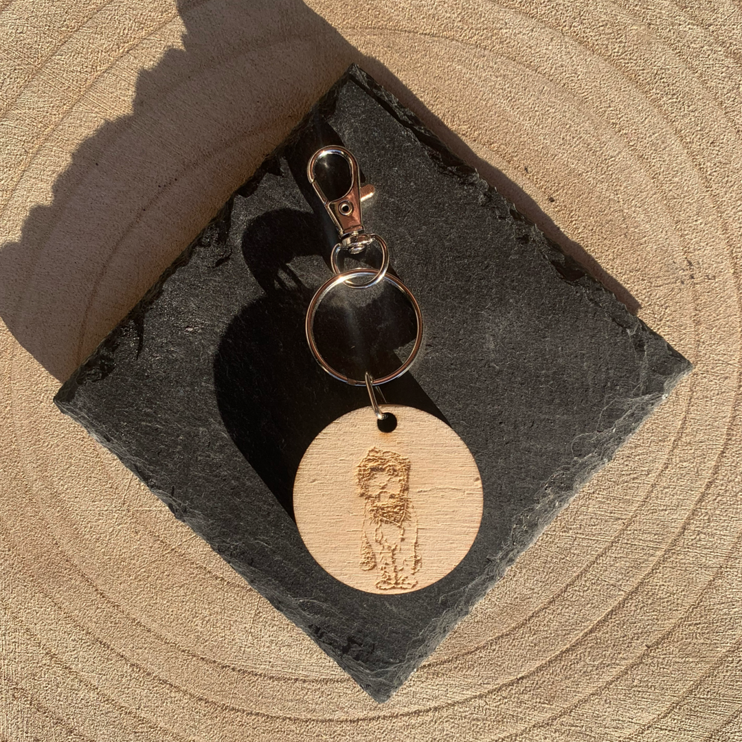 Golden Doodle Retriever Poodle Cross Face Dog Engraved Wooden Keyring