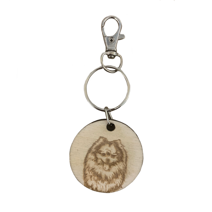 Pomeranian Dog Engraved Wooden Keyring