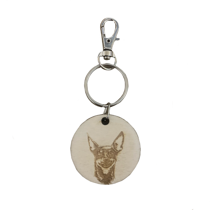 Doberman Pinscher Dog Engraved Wooden Keyring