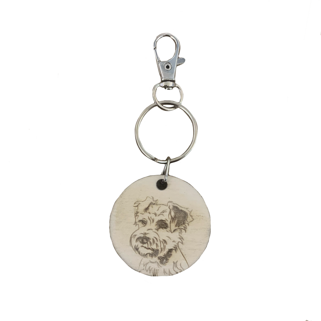 Schnauzer Dog Engraved Wooden Keyring