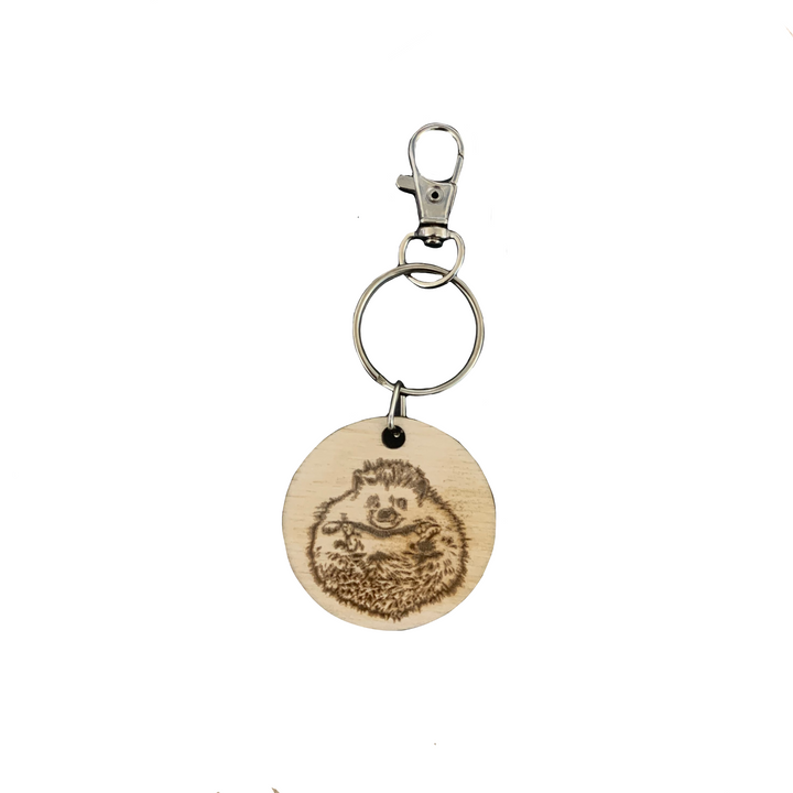 Hedgehog Belly Engraved Wooden Keyring