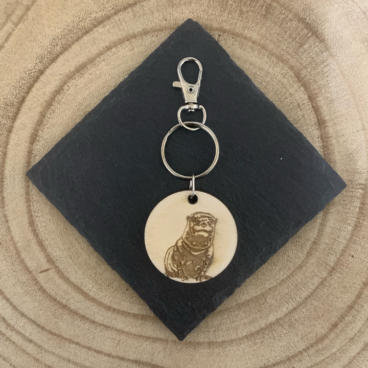 Otter Body Engraved Wooden Keyring