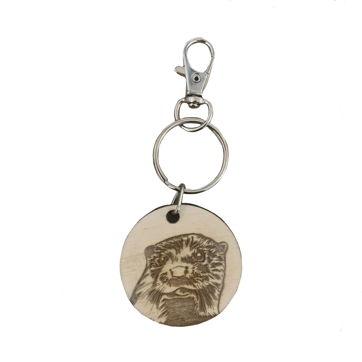 Otter Face Engraved Wooden Keyring
