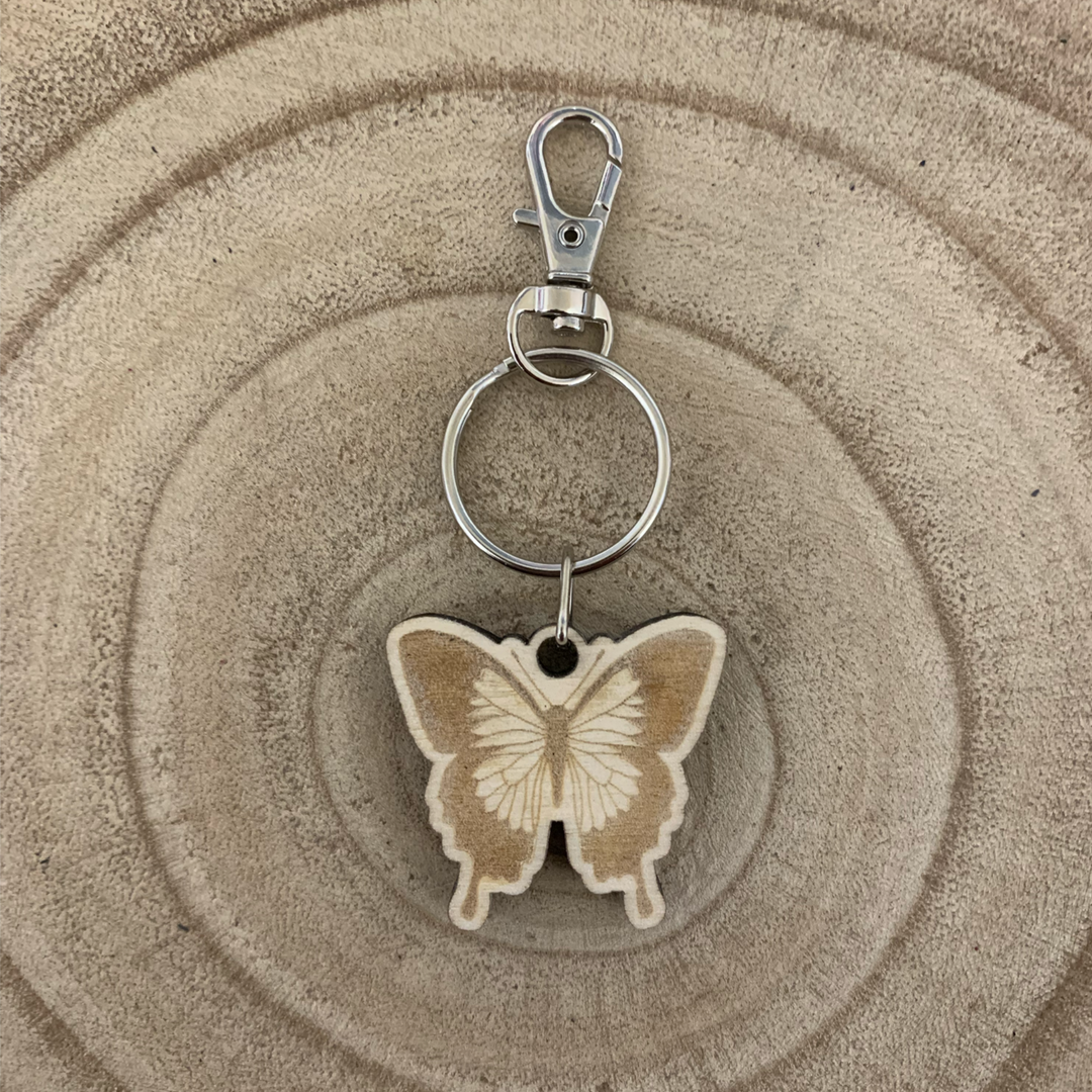 Admiral Butterfly Engraved Wooden Keyring
