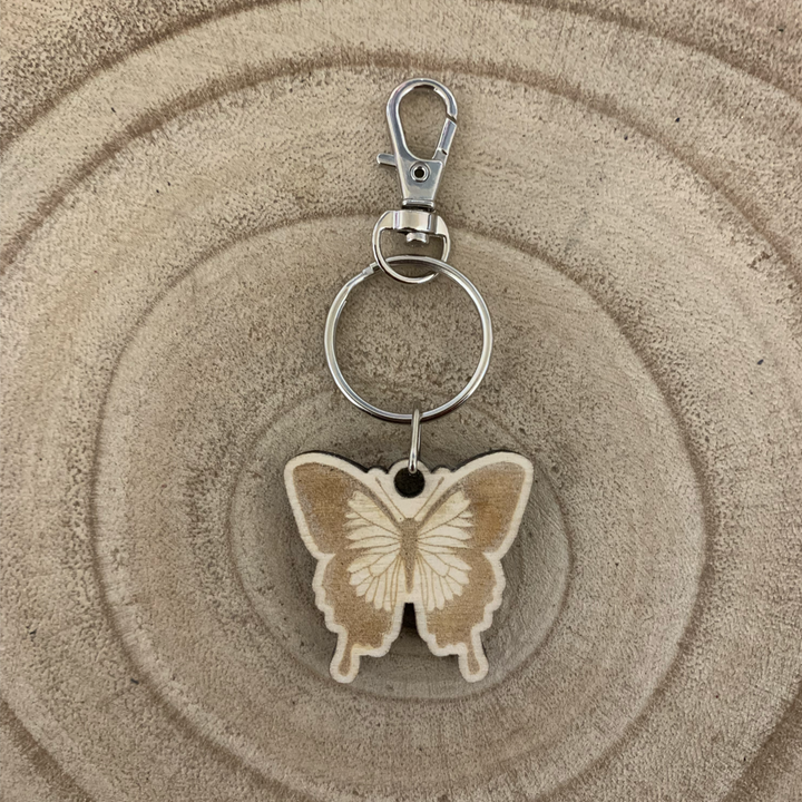 Admiral Butterfly Engraved Wooden Keyring