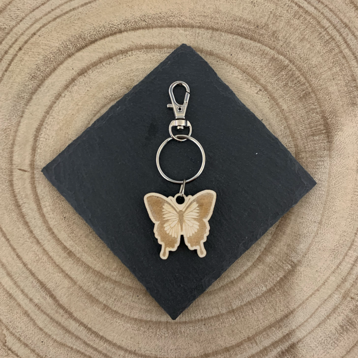 Admiral Butterfly Engraved Wooden Keyring