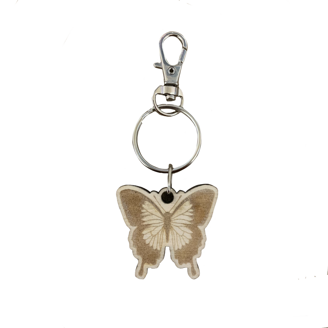 Admiral Butterfly Engraved Wooden Keyring