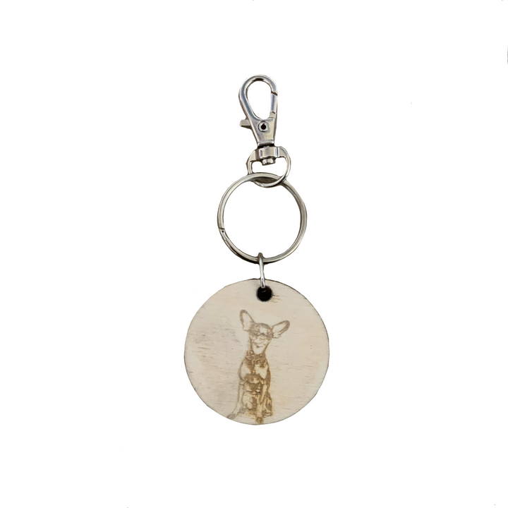 English Toy Terrier Dog Engraved Wooden Keyring