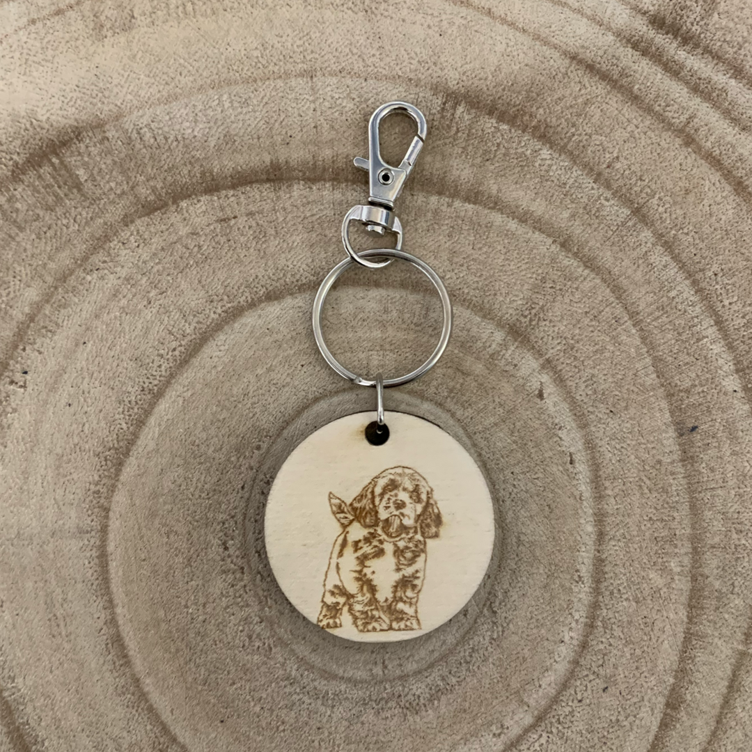 Cavapoo King Charles Cavalier Poodle Cross Dog Engraved Wooden Keyring
