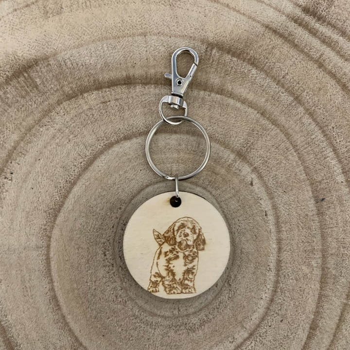 Cavapoo King Charles Cavalier Poodle Cross Dog Engraved Wooden Keyring