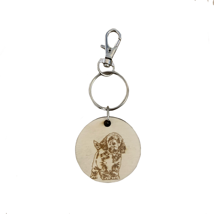 Cavapoo King Charles Cavalier Poodle Cross Dog Engraved Wooden Keyring