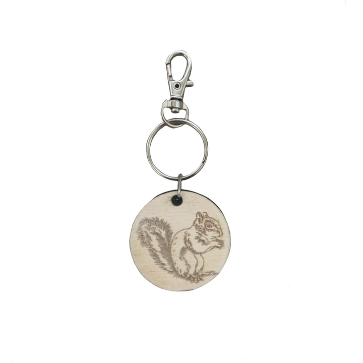 Squirrel Engraved Wooden Keyring