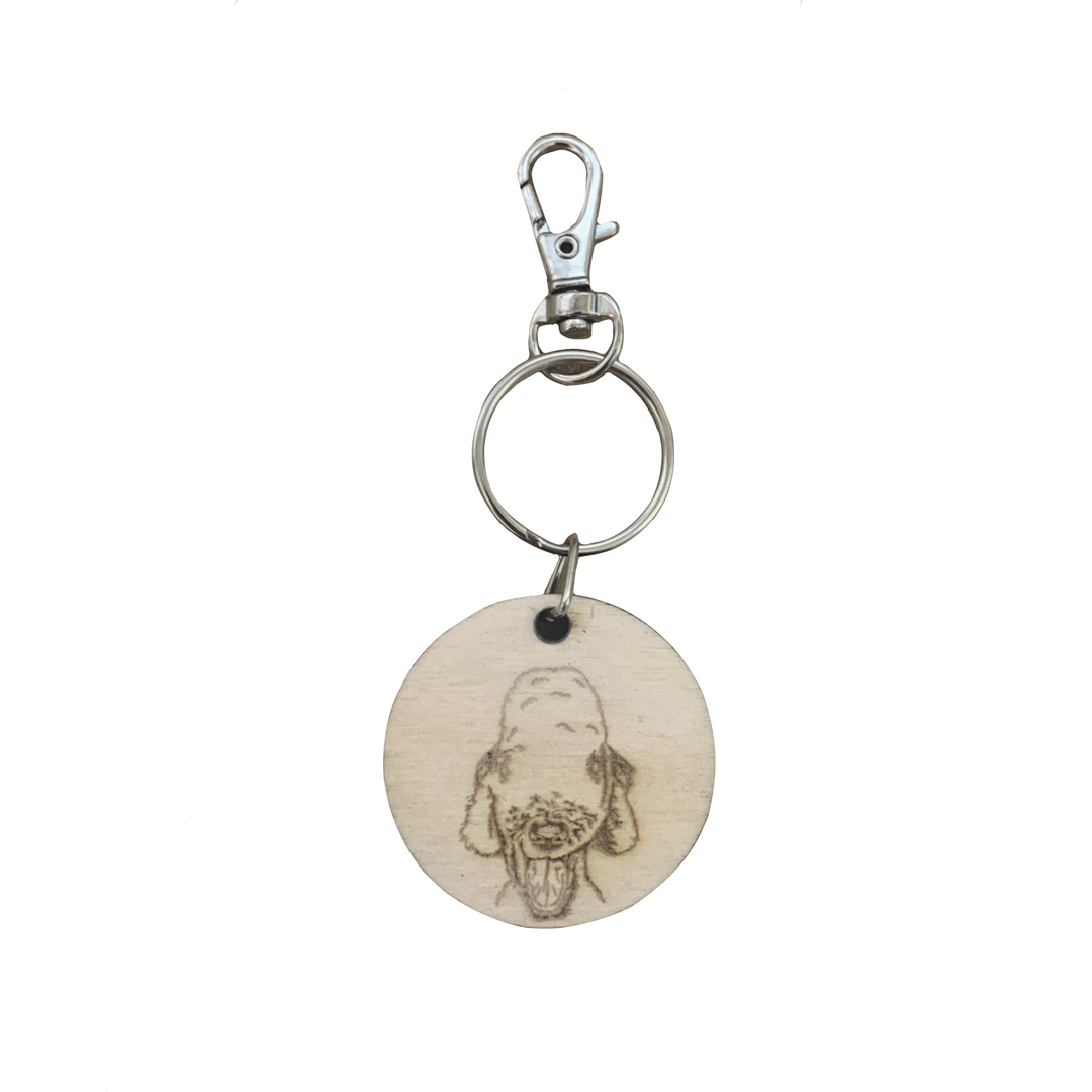 Bedlington Terrier Engraved Wooden Keyring
