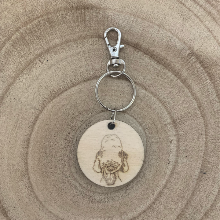 Bedlington Terrier Engraved Wooden Keyring