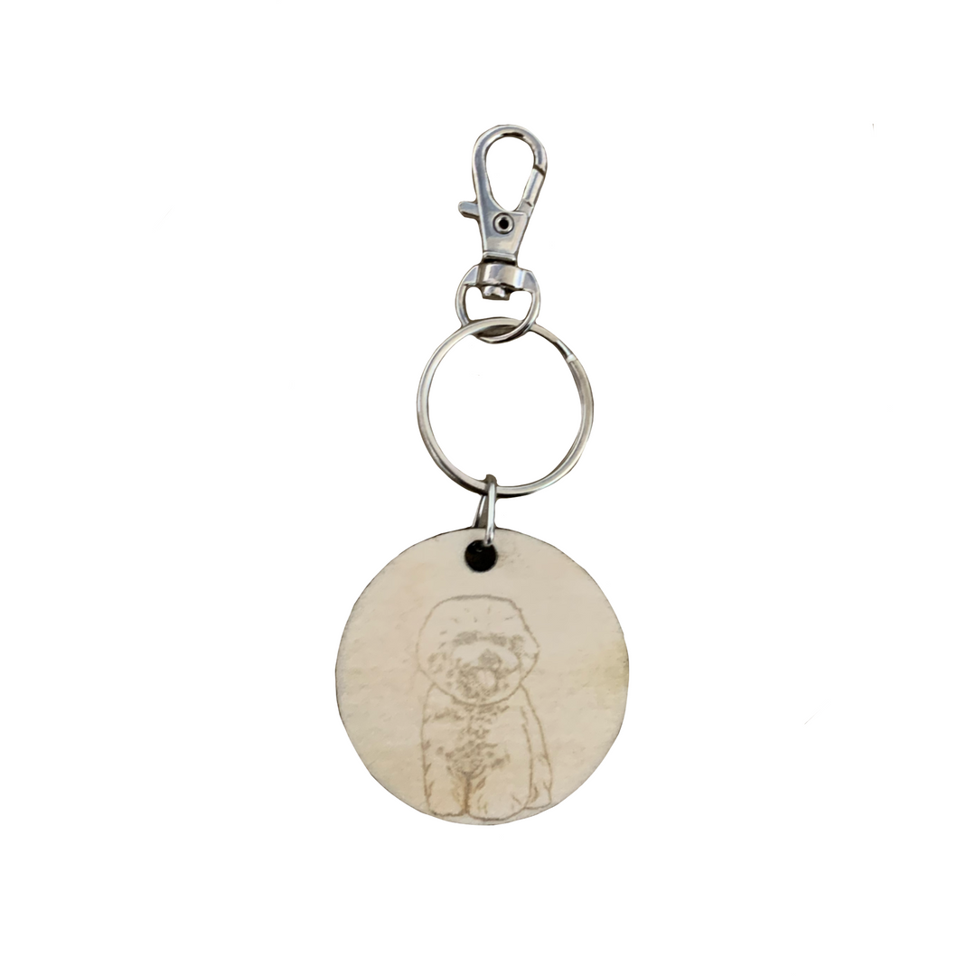 Bichon Frise Body Dog Engraved Wooden Keyring
