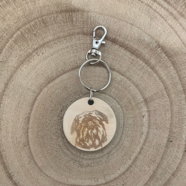 Griffon Bruxellois Dog Engraved Wooden Keyring
