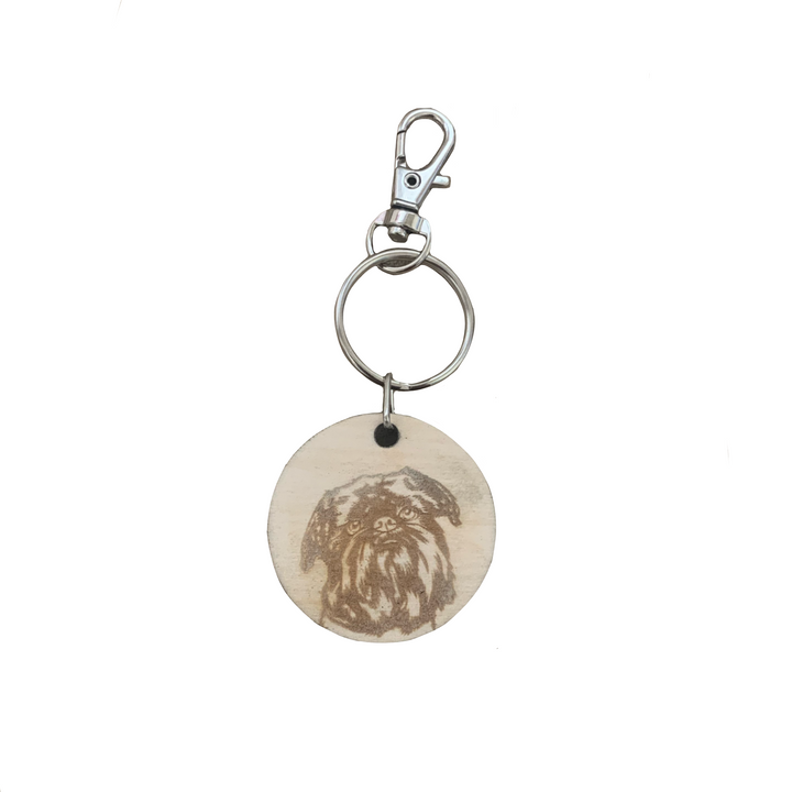 Griffon Bruxellois Dog Engraved Wooden Keyring