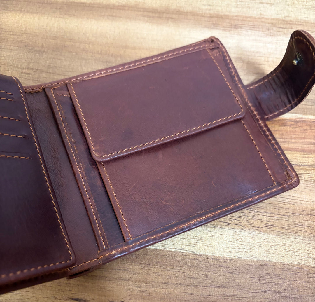 Personalised Lowchen Engraved Dark Tan Genuine Leather Wallet